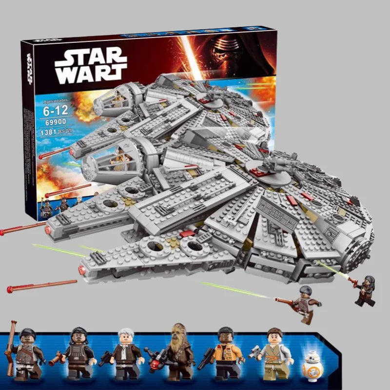 In Stock 1381 Pcs Space Millennium War Ship Spacecraft Set Falcon Alien MINI 75105 Figure Model Building Blocks Bricks Toy Gift Purest Peak